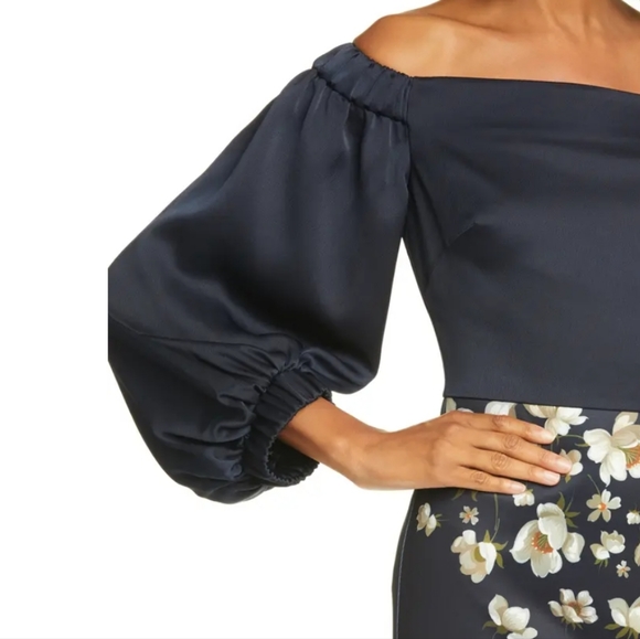 🍒NWT🍒 TED BAKER FLORAL OFF SHOULDER MIDI DRESS - Picture 5 of 7